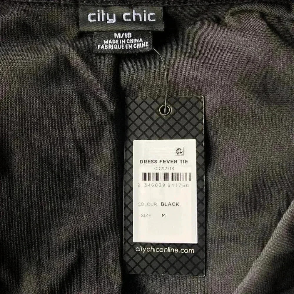 City Chic Fever Tie Womens 18W V Neck Sequined Mini Dress Black Stretch NEW - Picture 7 of 9